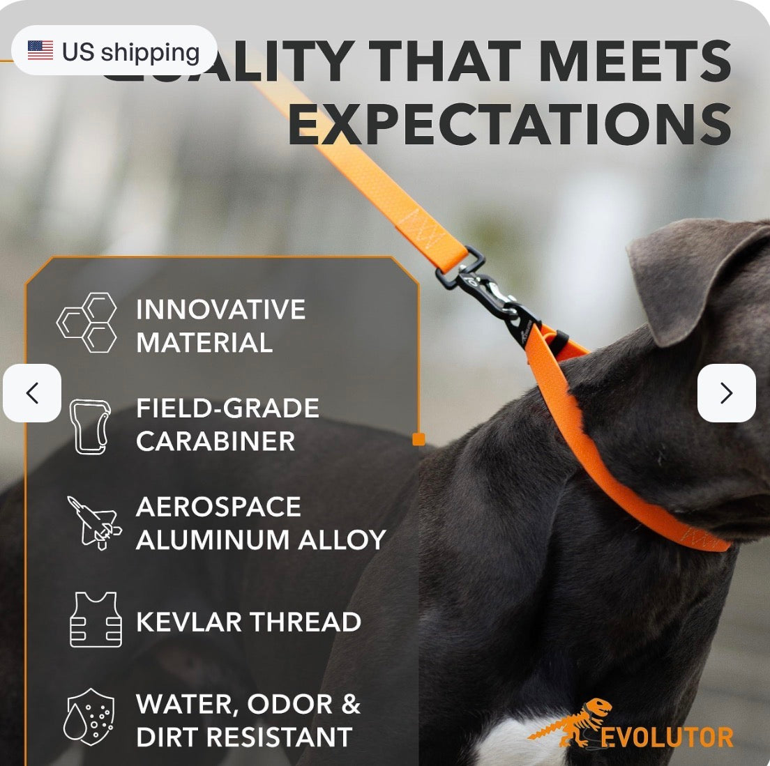 Orange Extra Heavy Duty Dog Leash 4 Ft x 1 in for Large Medium and Smal