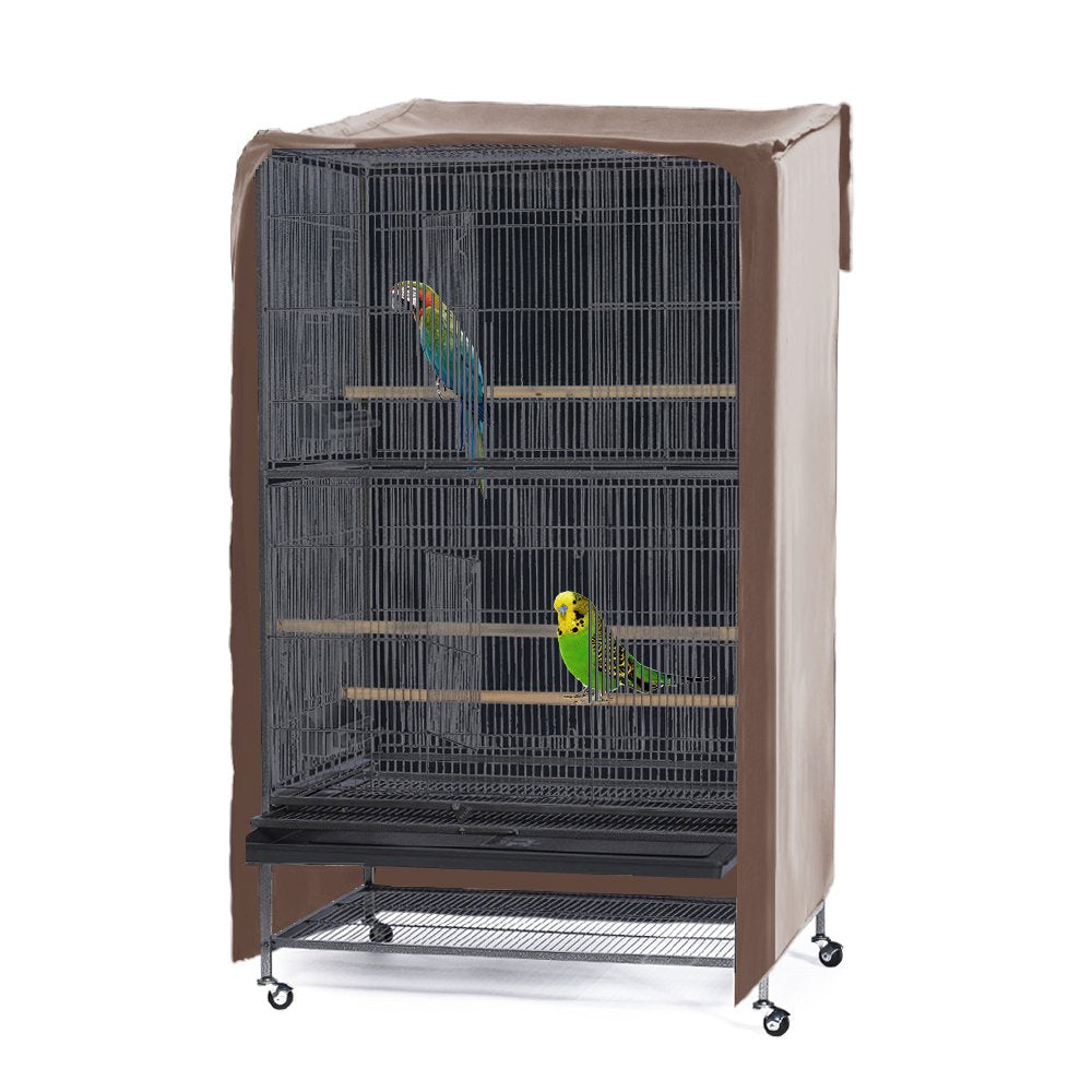 PONY DANCE Pets Product Universal Birdcage Cover Blackout & Breathable Birdcage Cover for Pet Sleep & Rest Large Khaki 35 L x 25 W x 47 in H